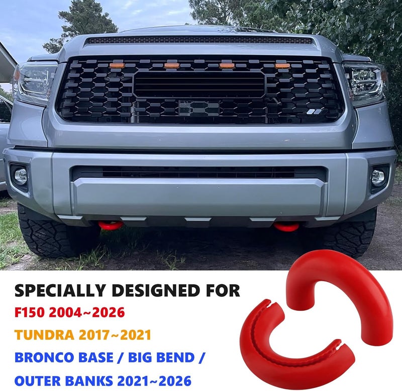 TECHPICCO Tow Hooks Covers for Ford F150 2004-2024 Bronco Base/Big Bend/Outer Banks 2021-2024 Compatible with Toyota Tundra Accessories 2017-2021 (Red) Cost saving design picks - Image 2