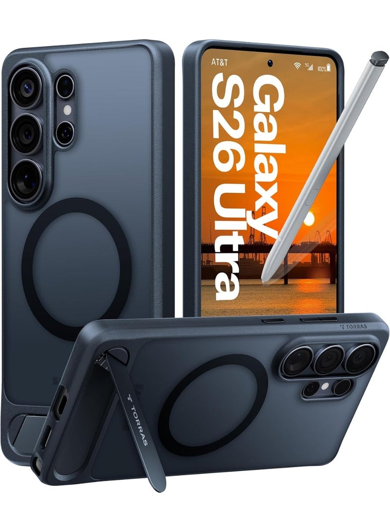 حافظة Pstand (Ostand L1) لسامسونج جالاكسي S26 ألترا، مغناطيسية قوية وحامل سلس، مناسبة لماغسيف، حماية من الصدمات بمعيار عسكري، حافظة قابلة للتعديل مع حامل، ظهر شفاف - Image 1