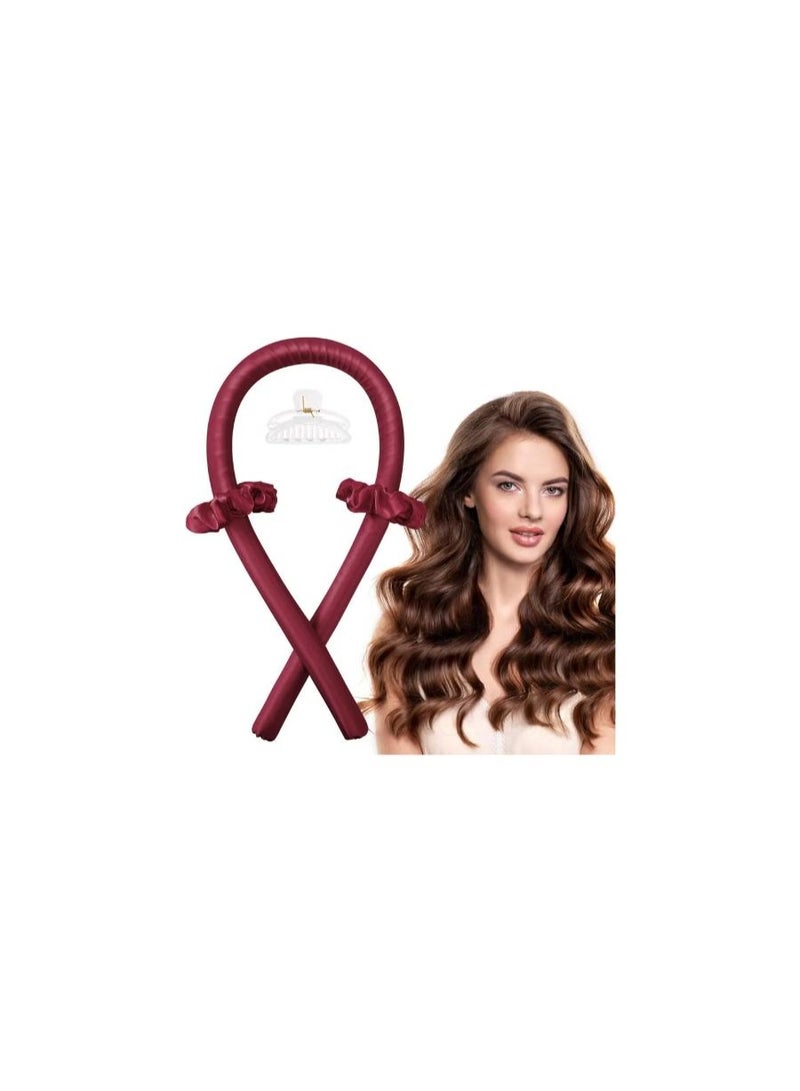 Elegant Silk Sleep Bonnet for Women, Single Layer Satin Fabric, High-Tech Care, Can Be Worn While Sleeping, Plus Sponge Headband for Heatless Curling at Night for a Gorgeous Natural Look, Dark Red - Image 2