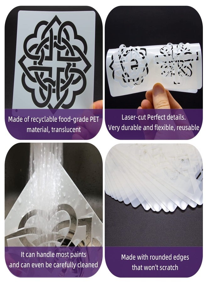 neglex 20PCS Celtic Stencils, Celtic Triquetra Knot Stencil, 6 X 6 Inch Reusable Mylar Stencil for Crafts and Decorations, Viking Stencil for Painting On Wood, Canvas, Fabric, Floor, Wall, and Tile - Image 3
