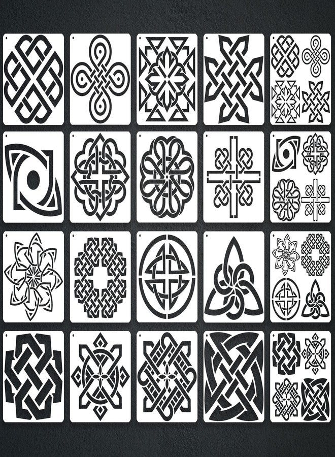 neglex 20PCS Celtic Stencils, Celtic Triquetra Knot Stencil, 6 X 6 Inch Reusable Mylar Stencil for Crafts and Decorations, Viking Stencil for Painting On Wood, Canvas, Fabric, Floor, Wall, and Tile - Image 1
