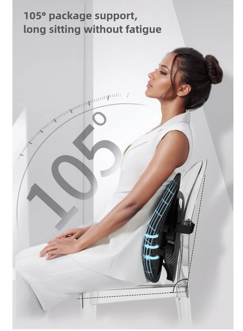 Adjustable Lumbar Support Pillow – Ergonomic Memory Foam Back Cushion for Lower Back Pain Relief & Improved Posture, Adjustable Slider for Office Chair, Car, Plane & Long Sitting Comfort