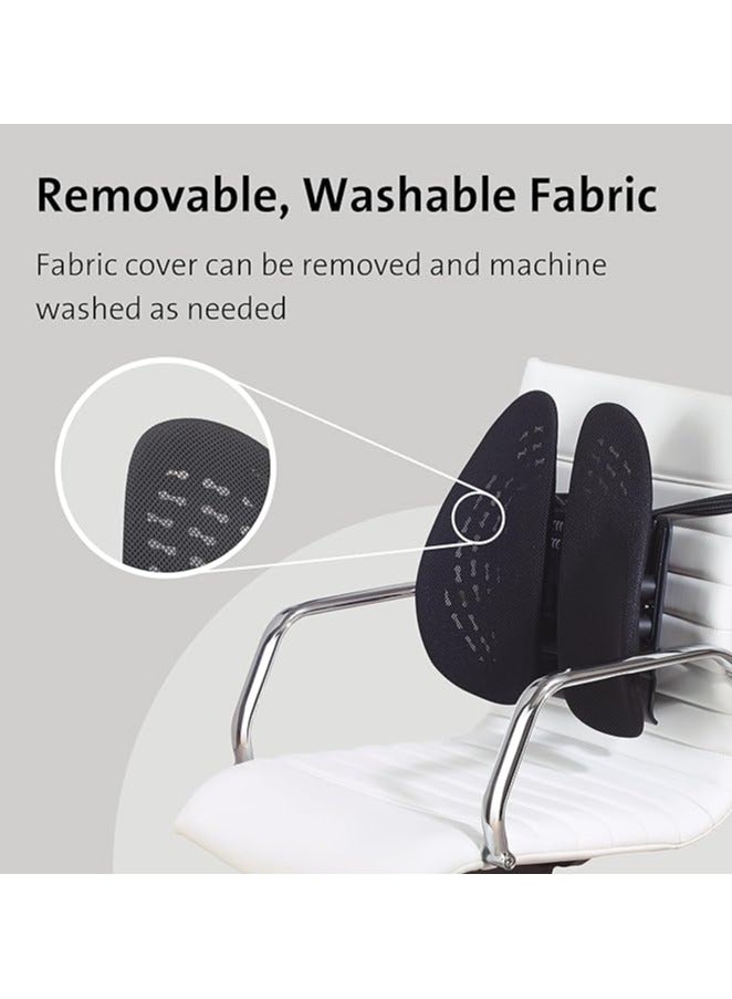 Adjustable Lumbar Support Pillow – Ergonomic Memory Foam Back Cushion for Lower Back Pain Relief & Improved Posture, Adjustable Slider for Office Chair, Car, Plane & Long Sitting Comfort