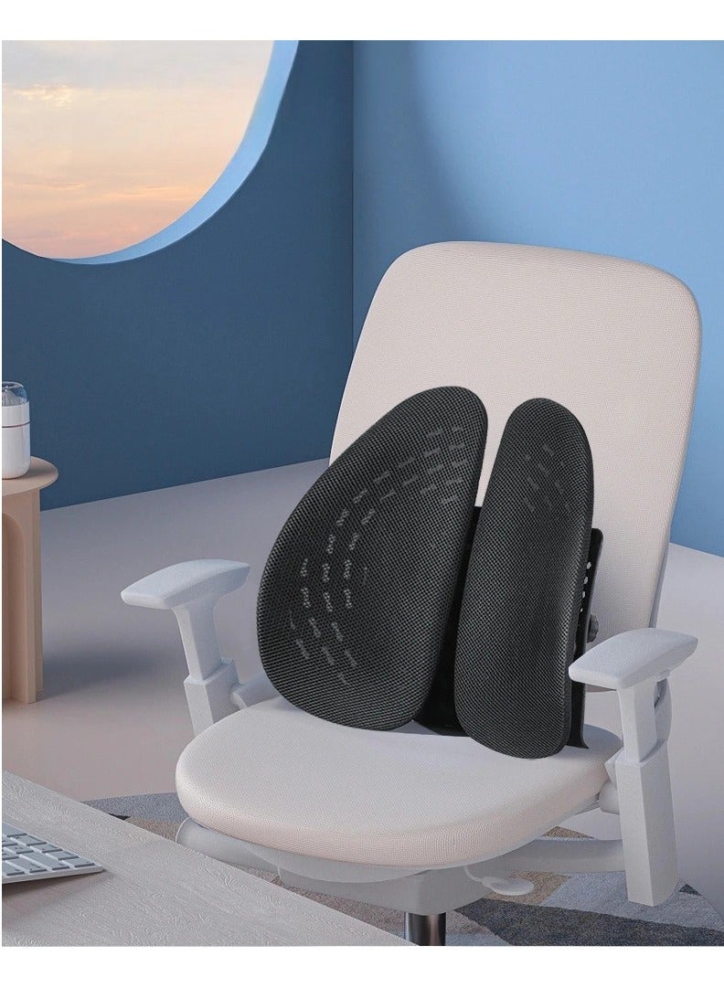 Adjustable Lumbar Support Pillow – Ergonomic Memory Foam Back Cushion for Lower Back Pain Relief & Improved Posture, Adjustable Slider for Office Chair, Car, Plane & Long Sitting Comfort