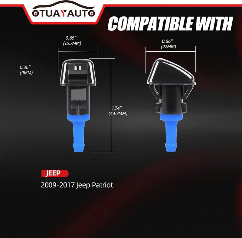 OTUAYAUTO 2PCS Windshield Washer Nozzles Replacement for 2007-2017 JEEP Patriot Fluid Nozzles Spray Jet Kit, Replaces OEM 5303834AB - Image 2