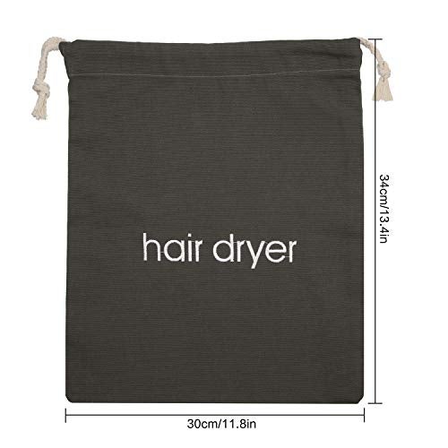 Bememo Hair Dryer Bags Drawstring Bag Hairdryer Container, 11.8 by 13.8 Inch(Cotton,Gray) - Image 2