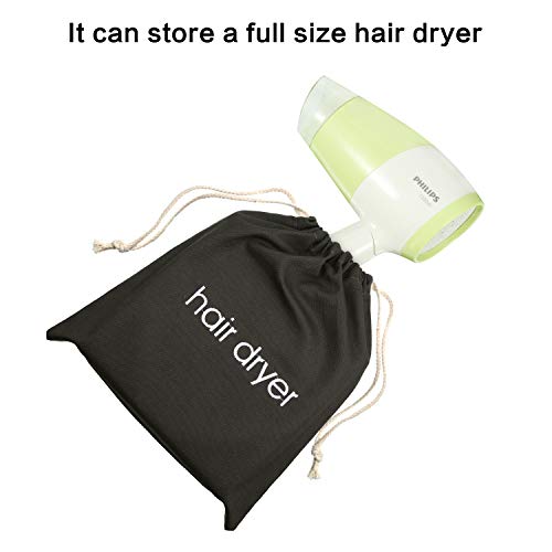 Bememo Hair Dryer Bags Drawstring Bag Hairdryer Container, 11.8 by 13.8 Inch(Cotton,Gray) - Image 4