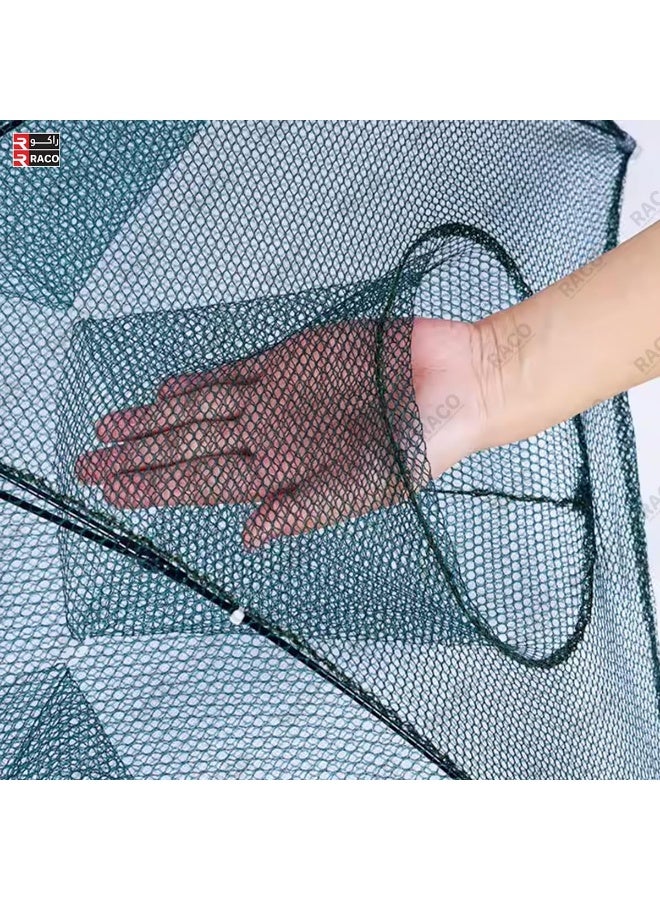 راكو مصيدة صيد سداسية قابلة للطي من راكو - شبكة مظلة بستة جوانب مع حبل للأسماك وسرطان البحر والروبيان والكركند، متينة للاستخدام في الأنهار والبحيرات والبحار - Image 3