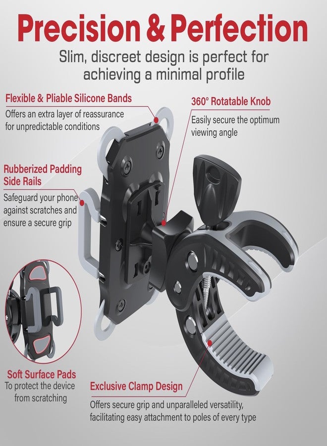 Crescendo CR-30 SlimClip Mic Stand Phone Holder, iPhone Clamp Mount, Pole Phone Mount, Microphone, Music or Drum Stand, Mic/Phone Clip - for iPhone, Samsung Galaxy, Pixel, Any Smartphone (Grey) - Image 4