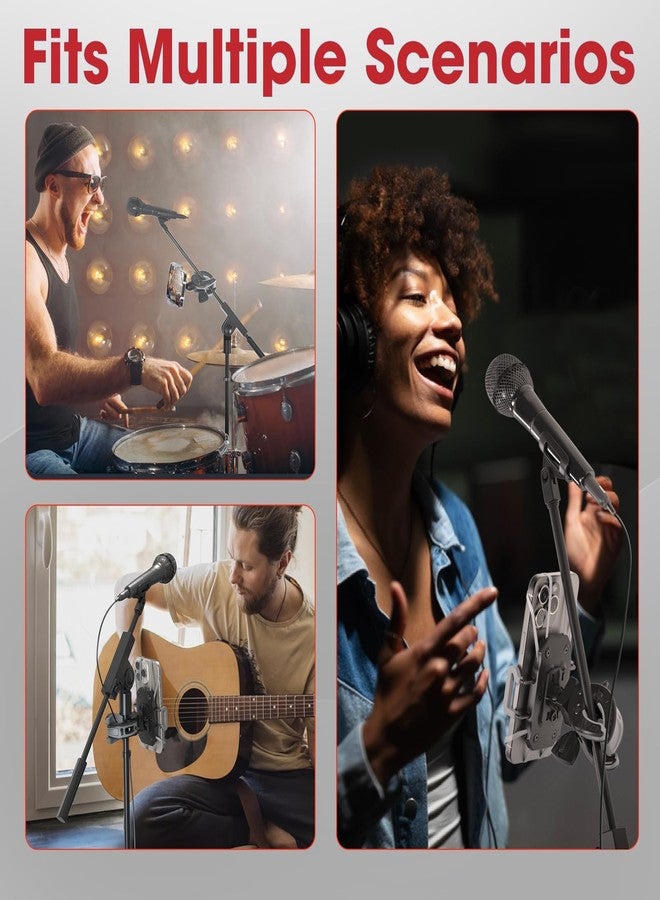 Crescendo CR-30 SlimClip Mic Stand Phone Holder, iPhone Clamp Mount, Pole Phone Mount, Microphone, Music or Drum Stand, Mic/Phone Clip - for iPhone, Samsung Galaxy, Pixel, Any Smartphone (Grey) - Image 5