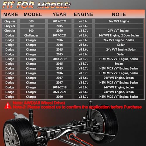 Fexhull Front Complete Drive Shaft Fit for Dodge Challenger 2017-2021, Fit for Charger 2015-2020 & Chrysler 300 2015-2021, Prop Shaft Driveshaft Assembly AWD Replace# 68200149AD, 68200149AB - Image 2