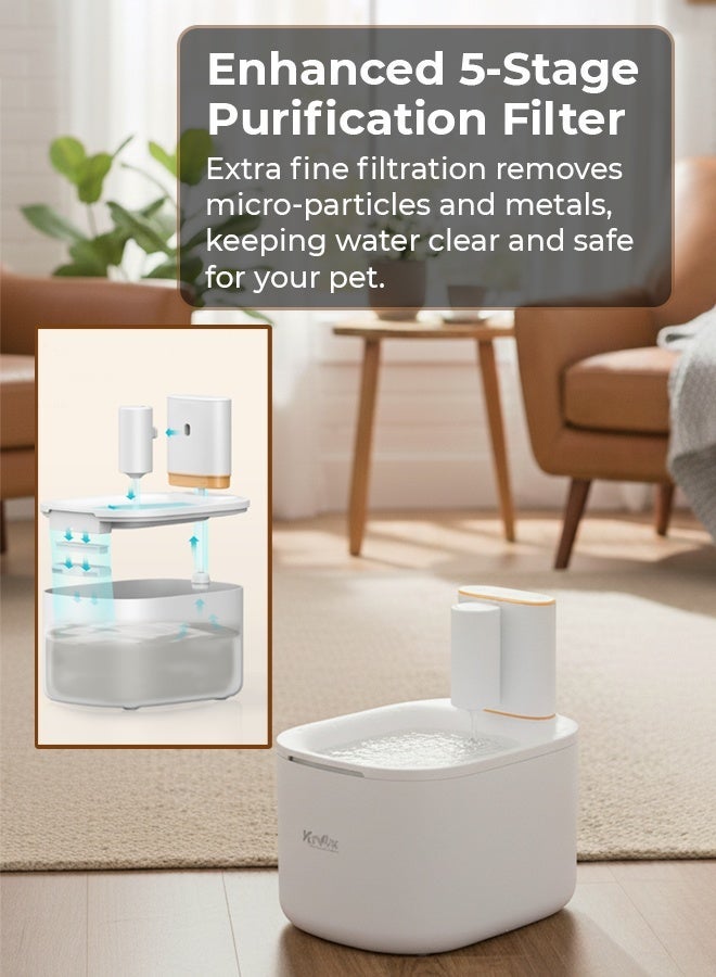 Knox Powering Generations Knox Smart Automatic Pet Water Dispenser 3.5L/135oz with Rechargeable Battery, Motion Sensor, Super Quiet Hygienic Drinking Bowl for Cats & Dogs, Large Pet water Fountain Indoor & Outdoor - Image 3