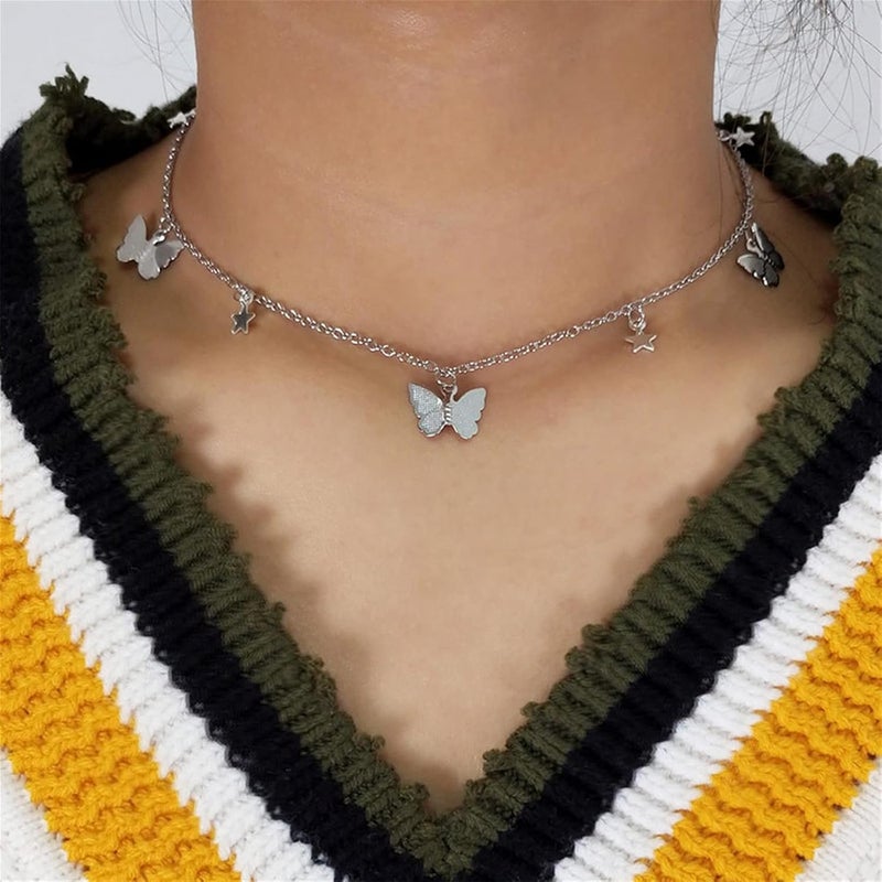 jellyflow Elegant Butterfly Pendant Choker Necklace for Teen Gilrs Jewelry Gift - Image 2