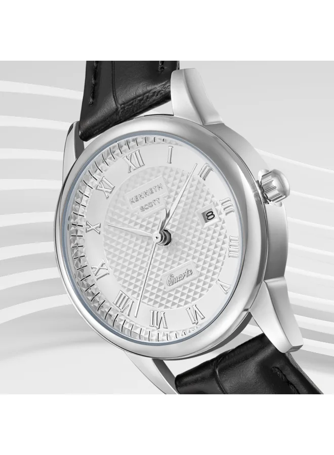 Kenneth Scott White Women's Leather Analog Watch K23530-SLBW - 32x40 mm for Women | Best Price UAE