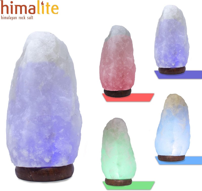 Himalite Store مصباح ملح هيمالايا نقي بتغيير اللون الأبيض LED بارتفاع 7 بوصات مع محول USB وقاعدة خشبية مهرجان الأضواء مصباح الملح الأبيض - Image 4