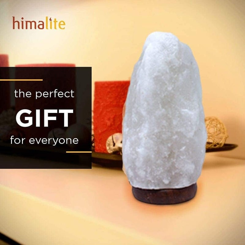 Himalite Store مصباح ملح هيمالايا نقي بتغيير اللون الأبيض LED بارتفاع 7 بوصات مع محول USB وقاعدة خشبية مهرجان الأضواء مصباح الملح الأبيض - Image 5