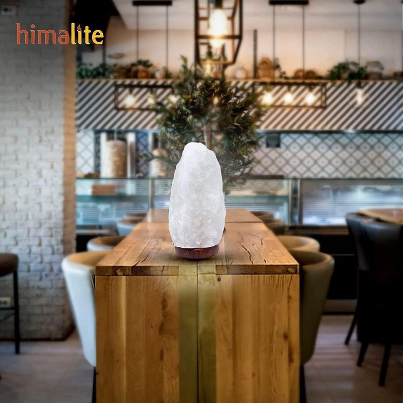 Himalite Store مصباح ملح هيمالايا نقي بتغيير اللون الأبيض LED بارتفاع 7 بوصات مع محول USB وقاعدة خشبية مهرجان الأضواء مصباح الملح الأبيض - Image 3