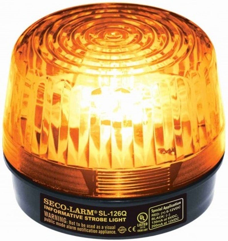 SECO-LARM ضوء فلاش أنبوبي زينون Seco-Larm SL-126Q/A، برتقالي، تركيب سهل بسلكين، استهلاك منخفض للطاقة، عمر افتراضي مستمر 300 ساعة، أكريليك مقاوم للصدمات، للاستخدام من 6 إلى 12 فولت - Image 1
