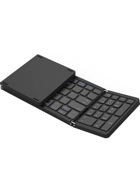 Foldable Bluetooth Keyboard Folding Wireless Portable Keyboard with Numeric Keypad USB-C Rechargeable for iOS Android Windows System Laptop Tablet Smartphone Device