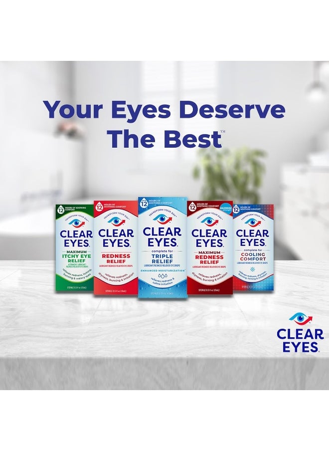 Clear Eyes - Triple Relief Eye Drops, 0.5 Fl Oz, Pack Of 3 - Image 1