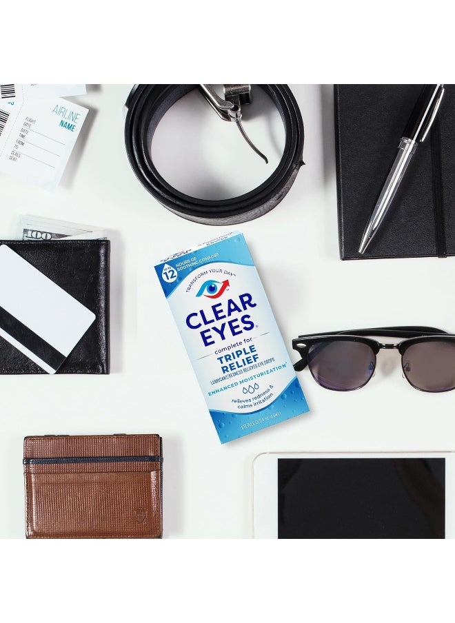 Clear Eyes Triple Relief Eye Drops, 0.5 Fl Oz, Pack Of 3  - Image 4