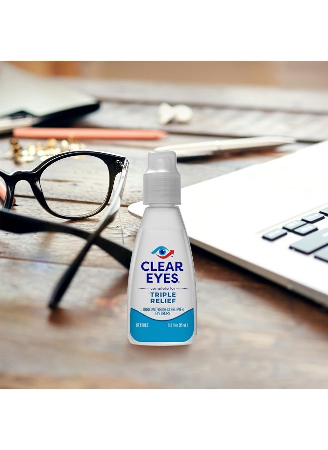Clear Eyes - Triple Relief Eye Drops, 0.5 Fl Oz, Pack Of 3 - Image 1