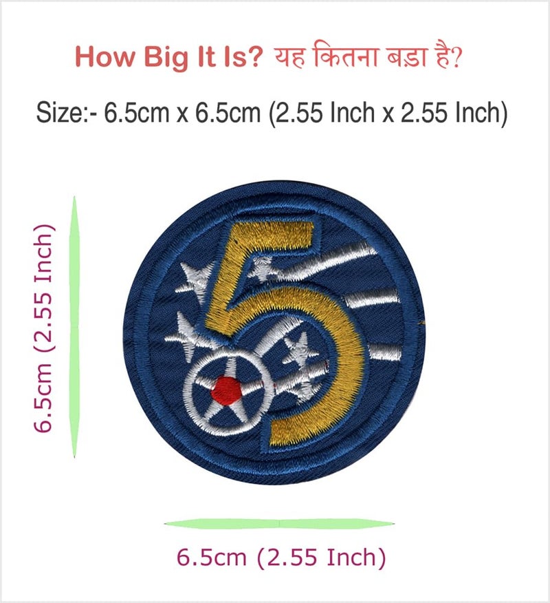 Generic Five Stars Applique Embroidered Sew-on Patch ; Size: 6.5cm x 6.5cm for Jackets, Bags, T-Shirts, Jeans, Pants, Outdoor Clothing ; Imported from Malaysia (1 Piece). (Code: 6PART-12)  - Image 2