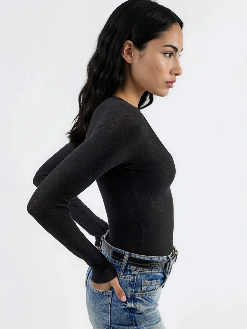 بوسيم BUSEM V-neck Long Sleeve Blouse