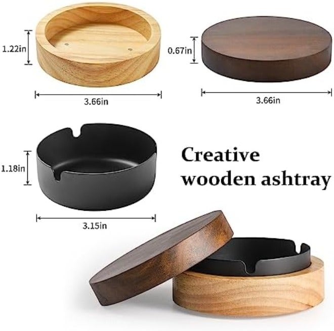 DDAJJAJ Cute Ashtrays for Cigarettes Ash Tray with Lid Wooden Ashtray with Stainless Steel Portable Decorative Ashtray Windproof Ashtray for  Home,Patio,Office,Outdoors,Indoor,Parties - Image 5