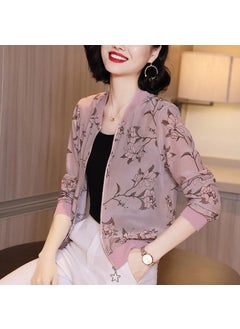 Generic 2024 Summer New Large Size Loose Fit Jacket Cardigan Top Short Jacket Trendy Printing Sun Protection Baseball Uniform For Women 3041# 