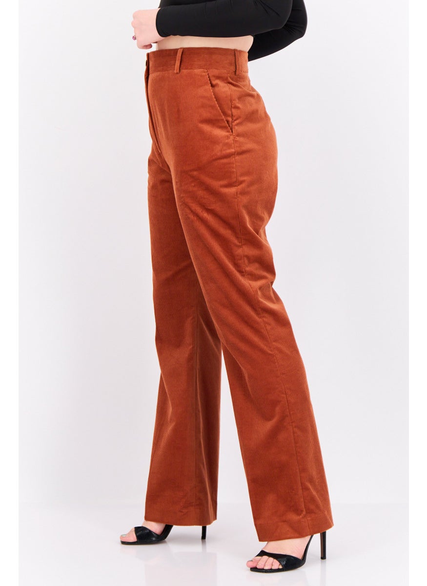 GANT - Women Regular Fit Solid Corduroy Pant, Rust - Image 1