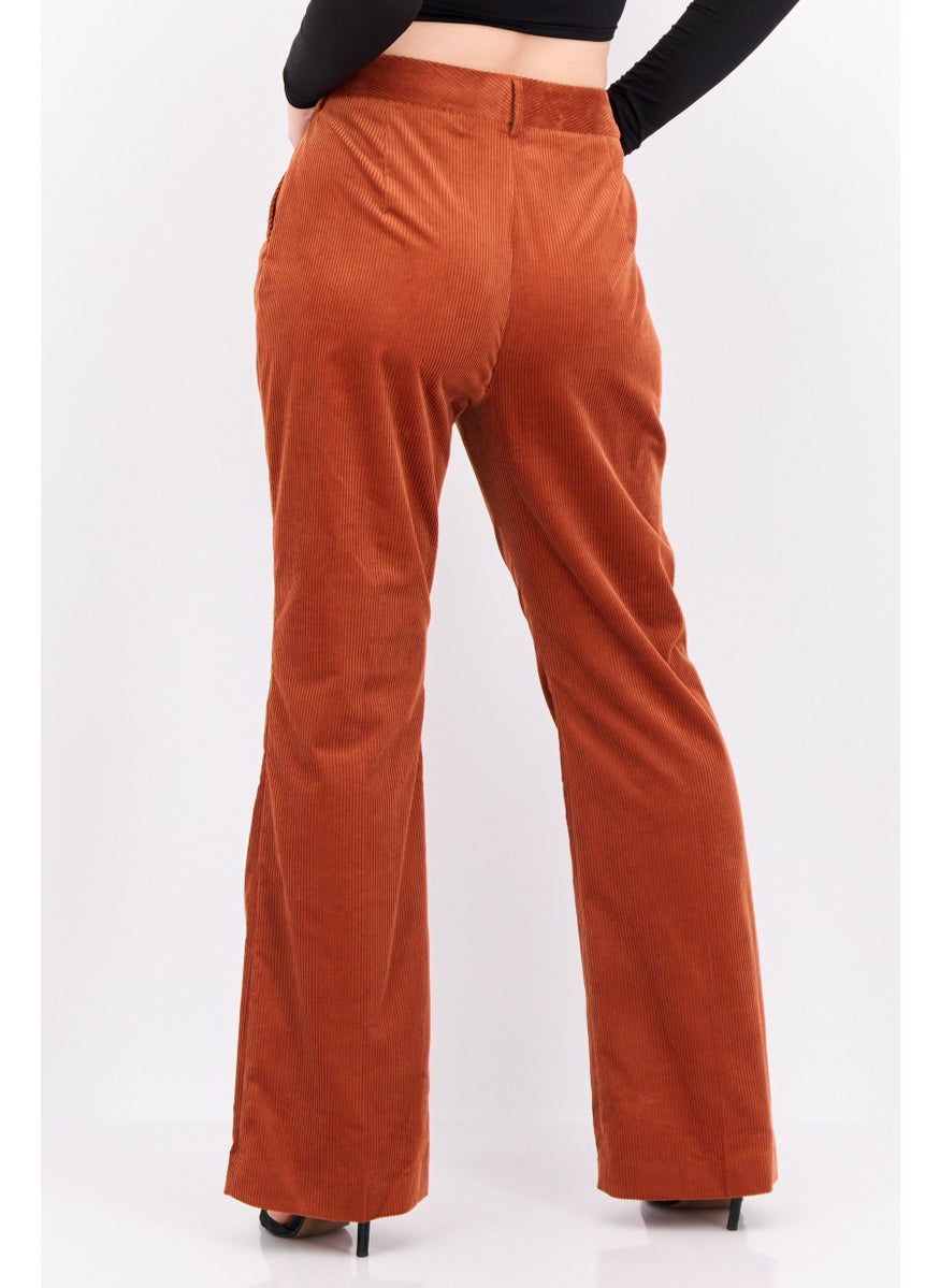 GANT - Women Regular Fit Solid Corduroy Pant, Rust - Image 1