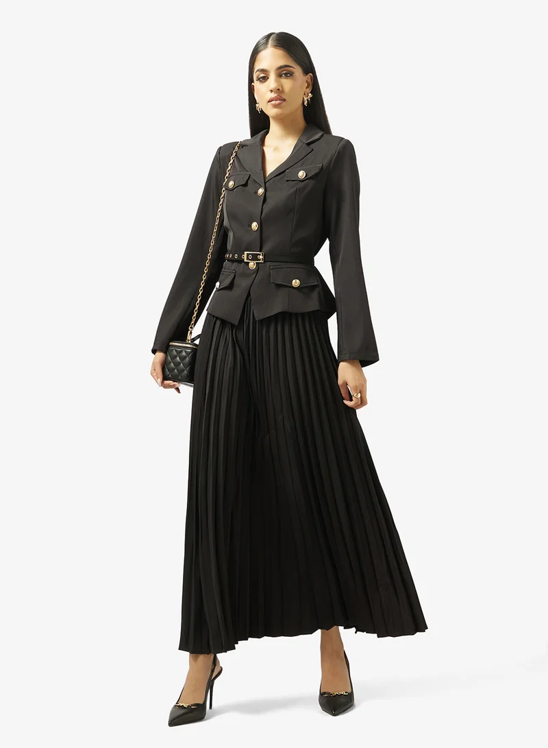 Khizana  Button Down Top & Pleated Skirt Set for Women | Best Price UAE