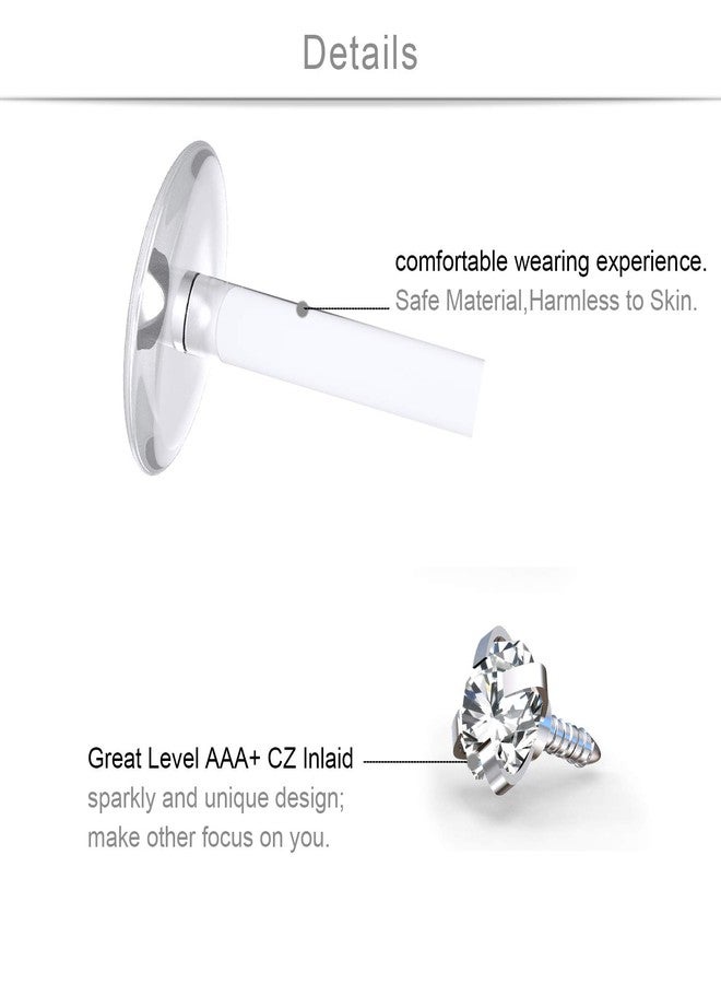 SCERRING 16G Lip Rings 2mm Clear CZ Internally Threaded Labret Monroe Lip Ring Tragus Nail Helix Earring Stud Piercing Jewelry Bar Length 6mm 8mm 10mm 18PCS - Image 2