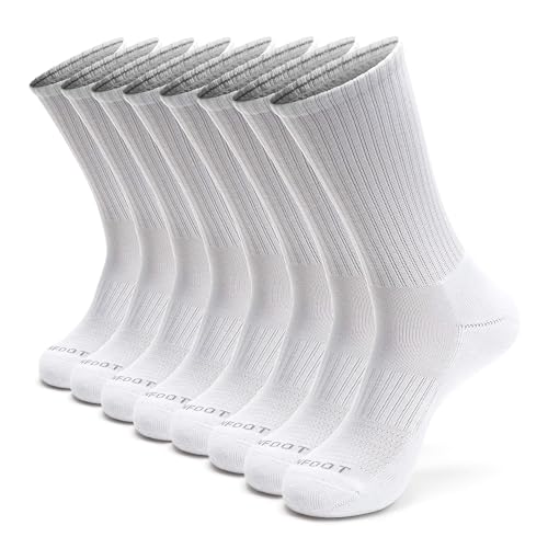 MONFOOT جوارب رياضية مبطنة للرجال/النساء 8 أزواج، أبيض، حجم كبير، عبوة متعددة - Image 1