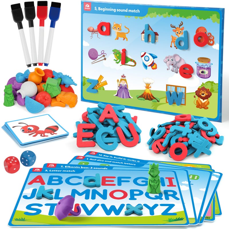 Coogam Preschool Alphabet Learning Activities Magnetic EVA Letters Matching Handwriting Game Educational ABC Recognition with 6 Pattern Cards Phonic Manipulatives Toys for Kids Age 3 - Image 2