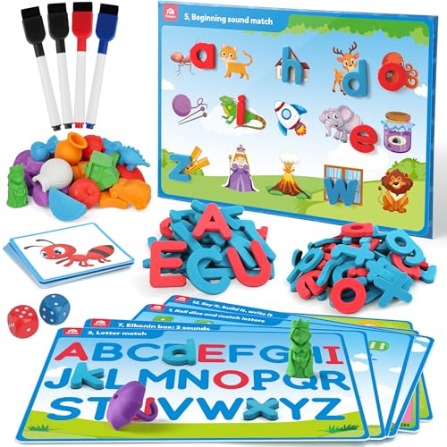 Coogam Preschool Alphabet Learning Activities Magnetic EVA Letters Matching Handwriting Game Educational ABC Recognition with 6 Pattern Cards Phonic Manipulatives Toys for Kids Age 3 - Image 1