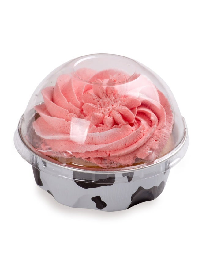 Restaurantware 3.4 Ounce Disposable Ramekins With Lids, 100 Round Creme Brulee Disposable Cups - Dome Lids, Oven-Ready, Cow Print Aluminum Disposable Baking Cups, Freezable, For Cupcakes And Muffins - Image 2