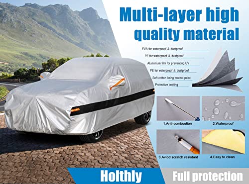 Holthly 10Layer Car Cover Waterproof All Weather for Large SUV,100% Waterproof Outdoor Car Covers Rain Snow UV Dust Protection.Custom Fit for Ford Expedition, Chevy Tahoe,GMC Yukon,Escalade,etc - Image 3