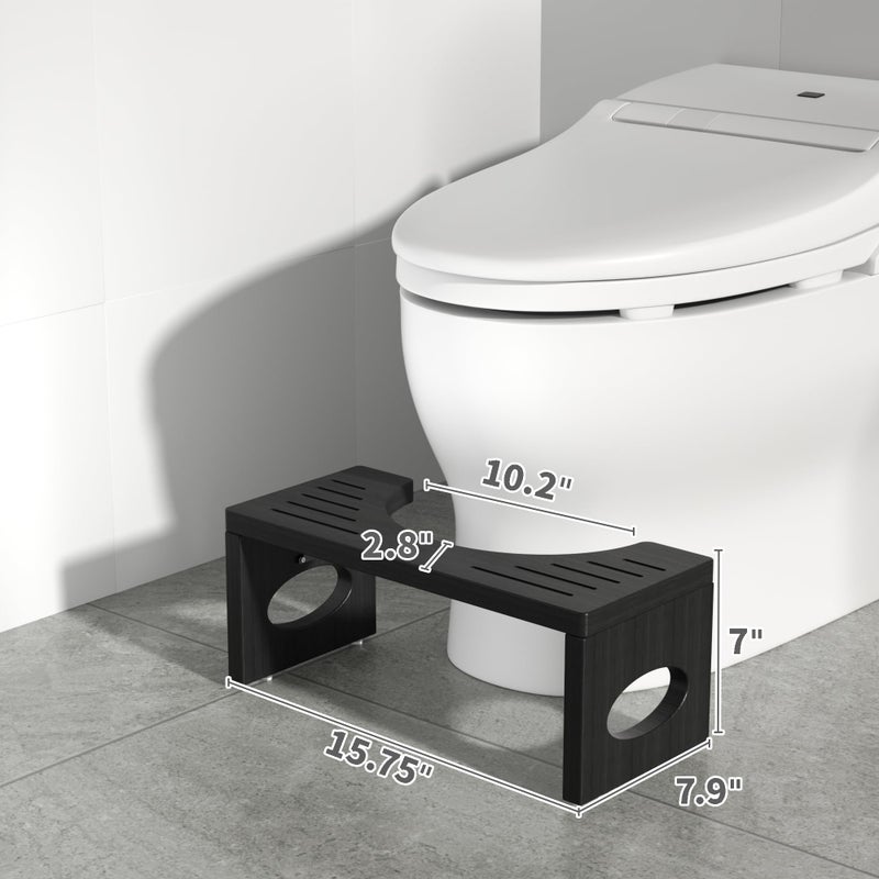 ROMGUAR CRAFT 7 Inch Bamboo Toilet Stool, Foldable Poop Stool, Bathroom Step Stool Squat (Black) - Image 5
