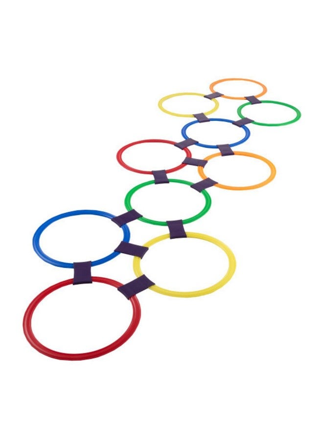 Hey! Play! Hopscotch Ring Game-10 Multi-Colored Plastic Rings and 15 Connectors for Indoor or Outdoor Use-Fun Creative Play Set for Girls and Boys - Image 1