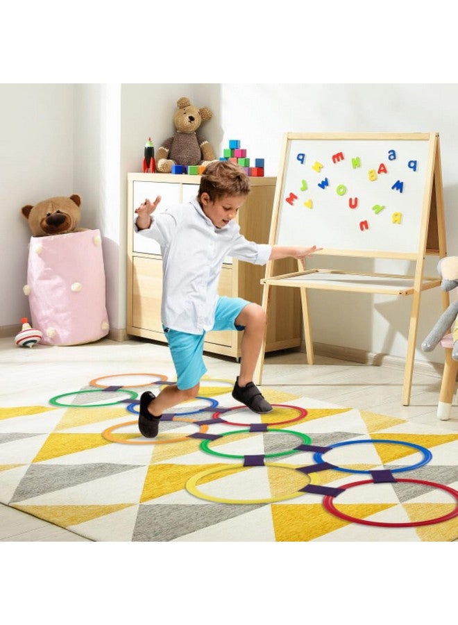 Hey! Play! Hopscotch Ring Game-10 Multi-Colored Plastic Rings and 15 Connectors for Indoor or Outdoor Use-Fun Creative Play Set for Girls and Boys - Image 3