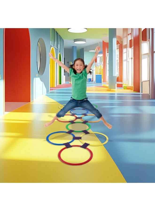Hey! Play! Hopscotch Ring Game-10 Multi-Colored Plastic Rings and 15 Connectors for Indoor or Outdoor Use-Fun Creative Play Set for Girls and Boys - Image 4