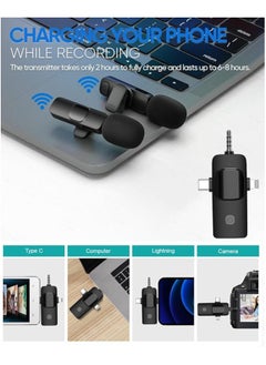 ميك-أو-ميك ميكروفون لافاليير لاسلكي 3 في 1 لأجهزة iPhone وiPad وAndroid، لاسلكي لمدة 8 ساعات، خفيف الوزن، يقلل الضوضاء، صوت نقي للغاية للتسجيل والبث المباشر والمقابلات والمدونات  - Image 4