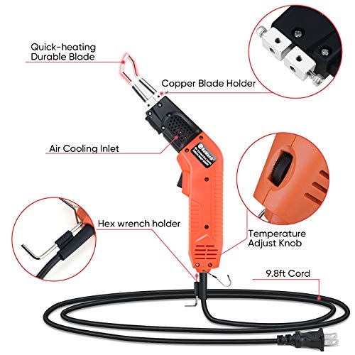 ROMECH 100W Air Cooled Fabric Cutter Rope Cutter, Pro Electric Hot Knife Heat Sealer with Adjustable Power, Cutting Tool Kit with Blades & Accessories (100W Air Cooled, RM-015) - Image 3