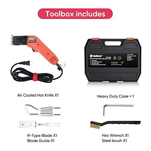 ROMECH 100W Air Cooled Fabric Cutter Rope Cutter, Pro Electric Hot Knife Heat Sealer with Adjustable Power, Cutting Tool Kit with Blades & Accessories (100W Air Cooled, RM-015) - Image 5
