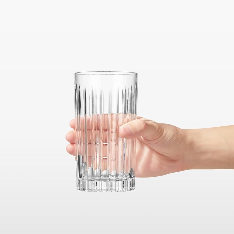Royal Rose Premium VertiLine 135oz Highball Glasses 6pc Tall Glass Sets LeadFree Crystal Drinking Glasses Water Glasses Mojito Glass Cups and Mixed Drink Cocktail Glass Set Tall glasses - Image 2