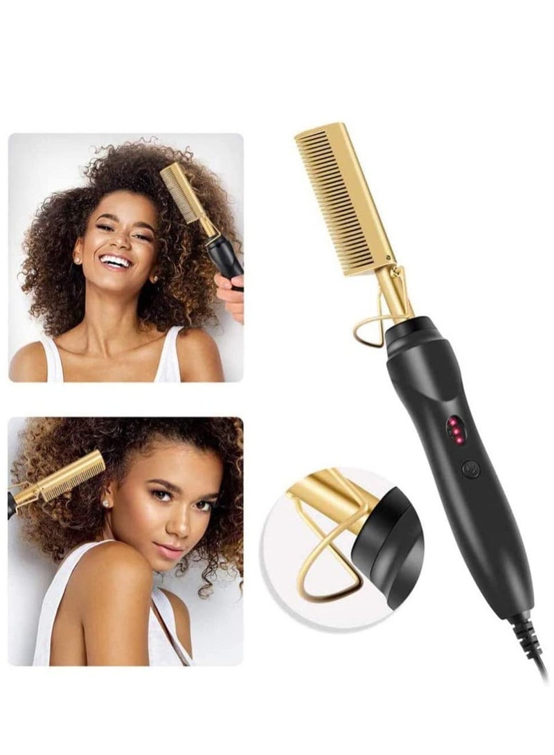 ELTRAZONE Hot Comb Hair Straightener Electric Straightening for African American And Wigs Ceramic Wand Curling Irons Lightweight Protective Brush - Image 1