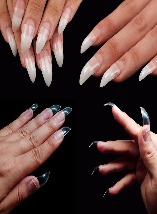 Bluezoo 2 Boxes Curved Stiletto Nail Tips 200Pcs Acrylic Raptor Eagle Claw Nails Extension Tip, Pre-shaped Gel Half Cover False Nail Tips Halloween Nail Art DIY Home & Salon Manicure, Drag Queen Nails Cosplay - Image 5