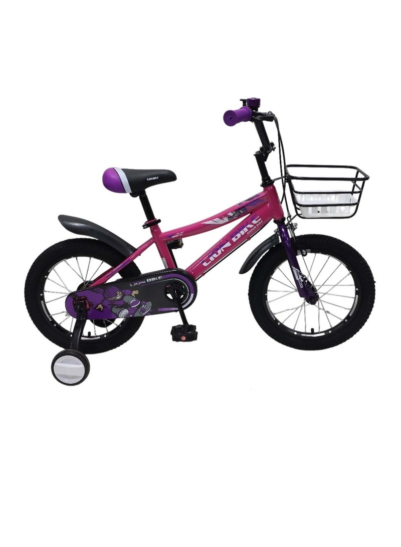 ليون دراجة مع سلة تخزين وعجلة تدريب للأطفال - مقاس 16